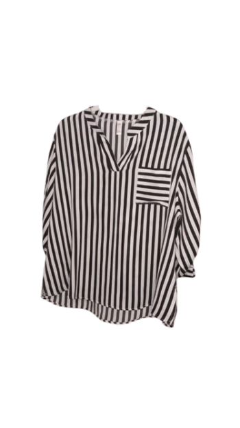 Ylh Fashion Clothes Black And White Stripe Top Size 5xl