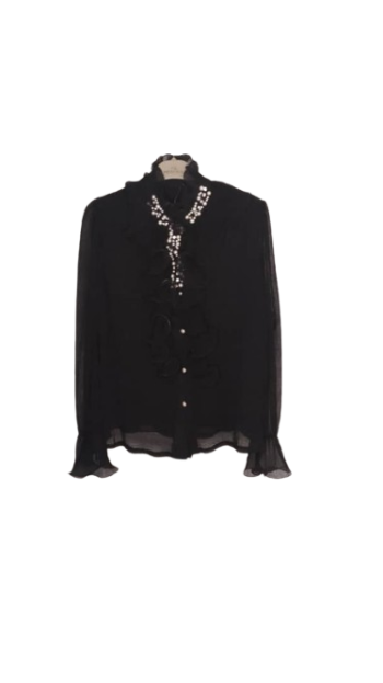 Uk Black Shirt Top With Stones