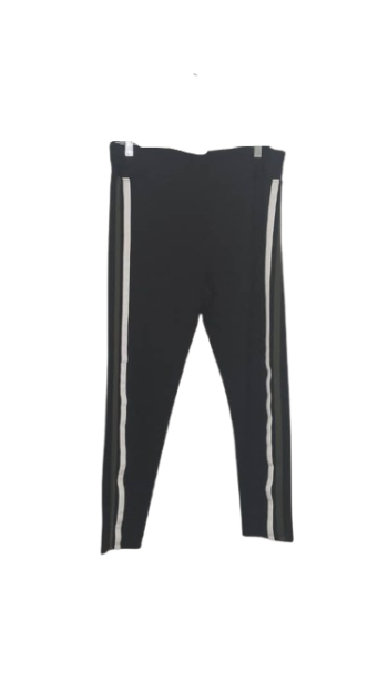 Alarya Collection Black Jeggings With White & Amygreen Stripes By Side Size 4xl