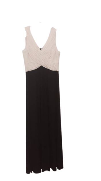 Sangria Black And Cream Sleeveless Long Gown Size 12