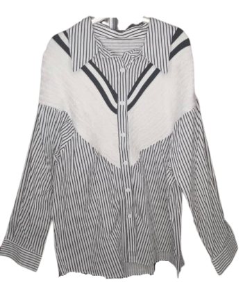 Aoao Black And White Stripes Top