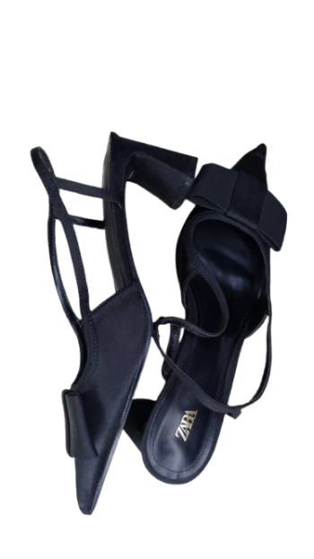 Zara Black Sandals With Bow Size 40