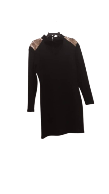 Lila Rose Black Longsleeve Short Gown With Gold Design Size 46