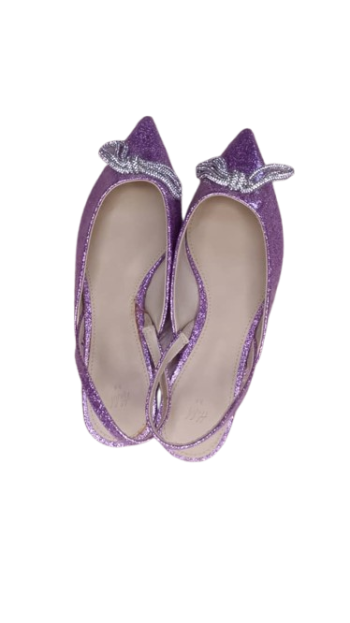 H.m Purple Glitter Flat Sandals Size 38