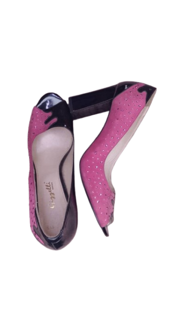 Gizzelli Pink And Black Open Toe Cover Shoe Size 42