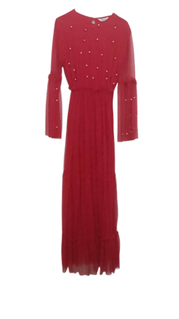 Payet Red Long Net Gown Size 40