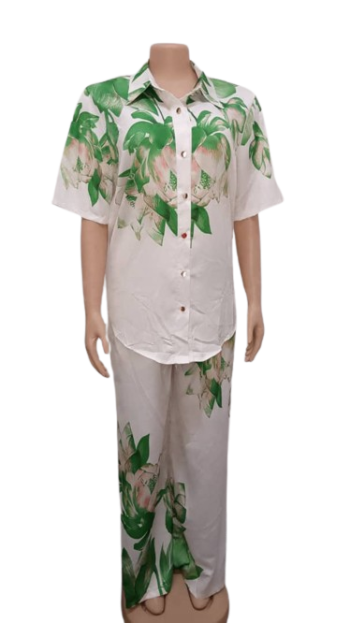 Annie Fashion White And Green Trouser 2pcs Size Xl