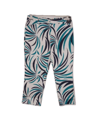 Newyork & Company White Sea Green And Navy Blue Three Quarter Trousers Size 6
