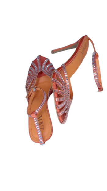 Zara Orange Stone Sandals Size 41