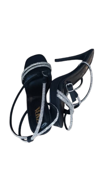 Zara Black And Silver Rope Sandals Size 39