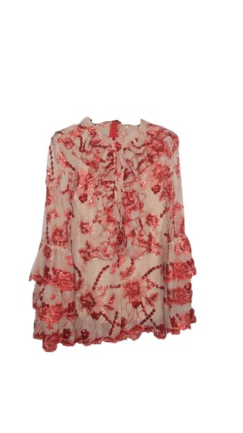 Norm Ready-to-wear Red And Nude Lace Top