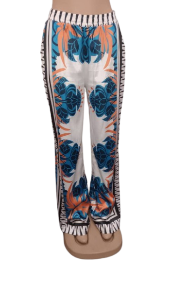 Fashion White Musticolor Trouser 2pcs Size L