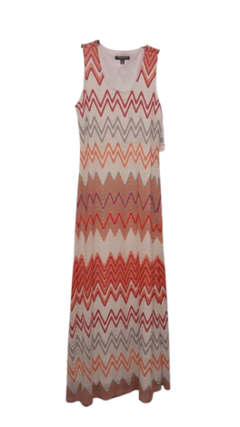 Sharagano Cream,orange,red And Gray Gown Size 10