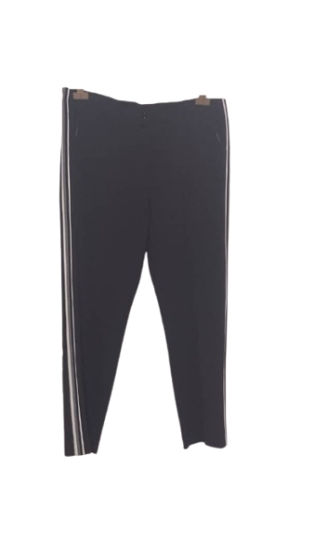 Kadelli Collection Black Trouser With White & Gray Stripes By Side Size 50