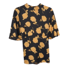 Dorothy Perkins Black And Gold Floral Top Size Uk 14