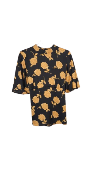 Dorothy Perkins Black And Gold Floral Top Size Uk 14
