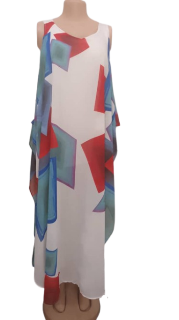 Klass White Multicolor Long Top Size 10