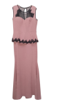 Fervente Peach And Black Sleeveless Long Gown Size 46