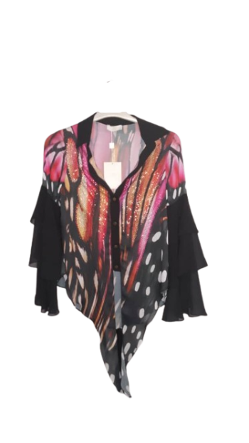 Gg London Butterfly Patterned Stoned Top Size Uk 8