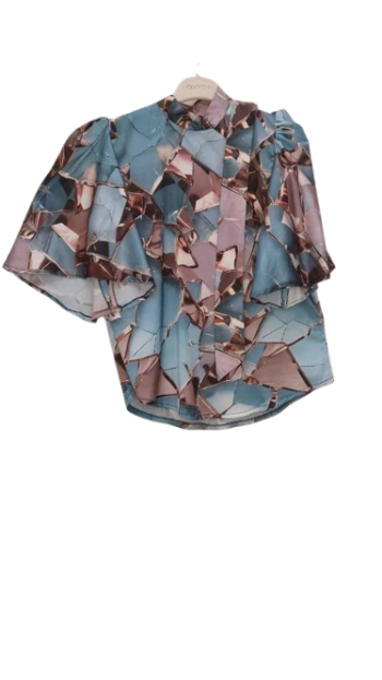 T & D Collection Peach And Blue Trouser 2pcs