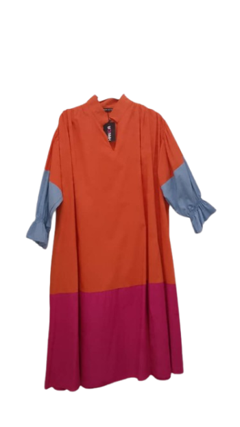 Haniqa Orange,pink And Blue Gown Size 48