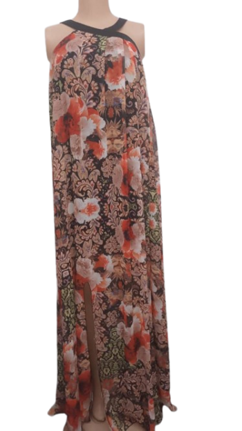 Home Store Black And Orange Sleeveless Gown Size 40