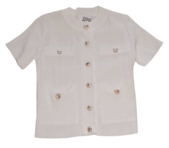 Uk White Crop Top With Gold Button