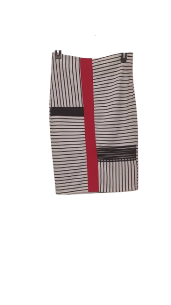 Fervente White Skirt With Red And Black Design Size 40