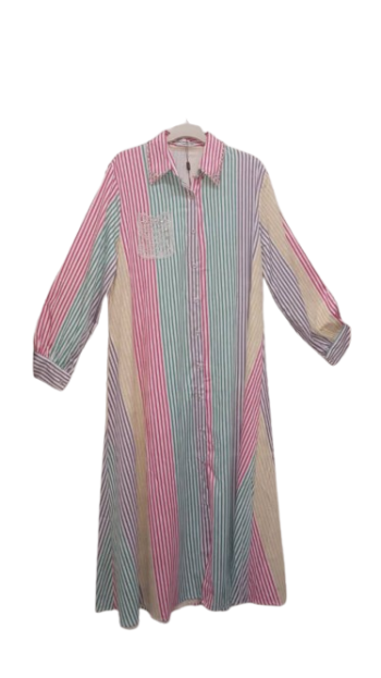 Yessaintlaurent[ysl]multicolor Stripes Long Free Gown