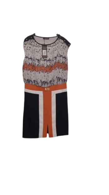 Lazenzaro Navyblue,white And Orange Gown Size 44