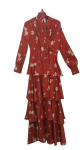 Neva Styles Red Multicolor Flowered Step By Step Gown Size 40