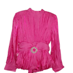 Uk Pink With Silver Designed Belted Top