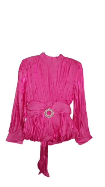 Uk Pink With Silver Designed Belted Top