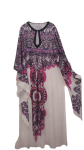 Quente  White And Purple Stone Long Gown Size 46