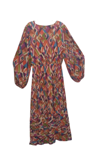 Flying Tomato Orange Multicolor Threequarter Gown Size L