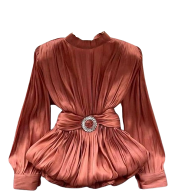 Uk Brown Plitted Top With Silver Design