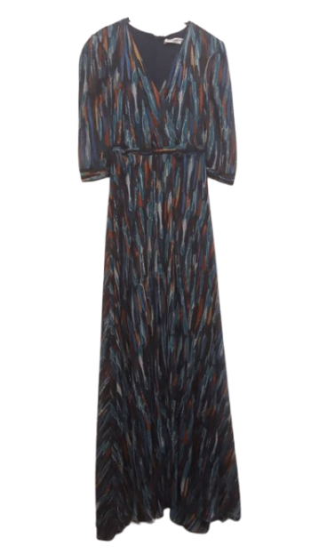 Behcetti Italia  Blue Multicolor Long Gown Size Uk 14