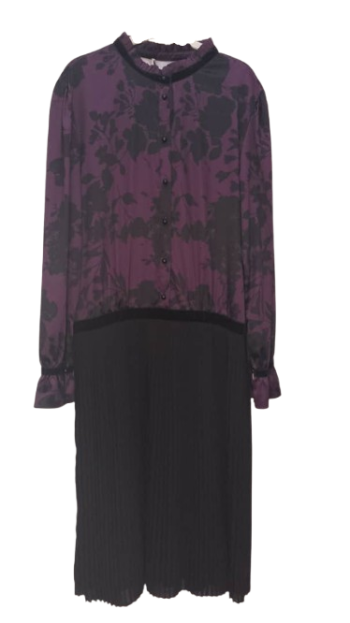 Lasagrada Purple And Black Plitted Gown Size 38