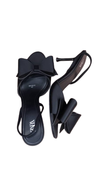 Zara Black Sandals With Bowtie Size 40