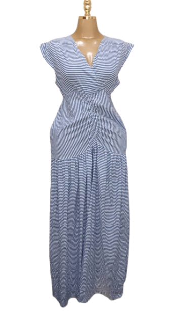 T & D Collection Blue And White Sleeveless Long Stripe Gown Size Xl