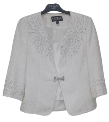 Estela Fashion Cream Skirt Suite Size 46