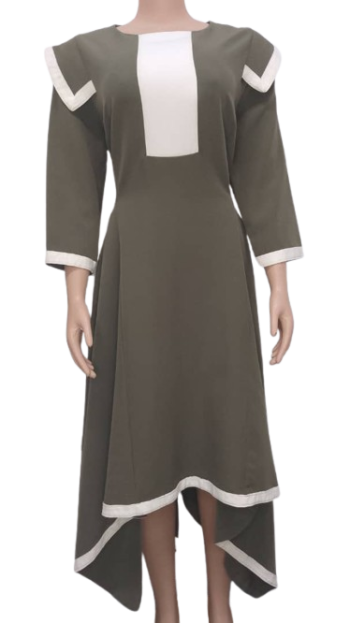 Niwro's Fashion Amygreen And Ehite Gown Size 48