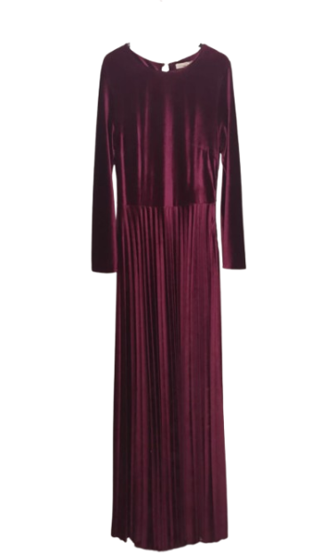 Avzem Wine Longsleeve Plitted Long Gown Size 40