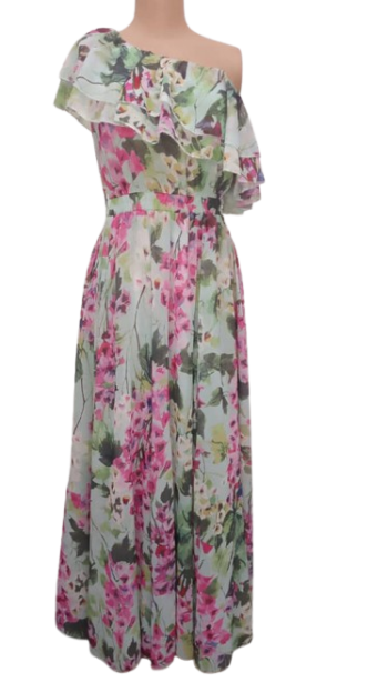 Uk Flowered Multicolor One Hand Gown