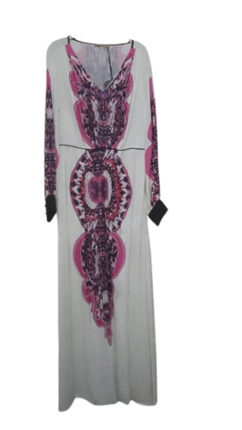 Quente White, Purple And Pink Stone Long Gown Size 48