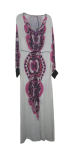 Quente White, Purple And Pink Stone Long Gown Size 48