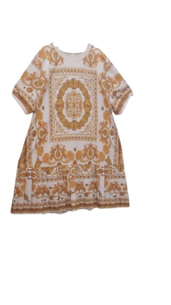 Uk White And Yellow Short Gown