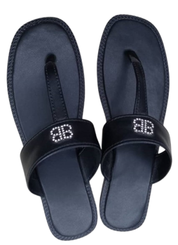 Bb Black Flat Slippers Size 38
