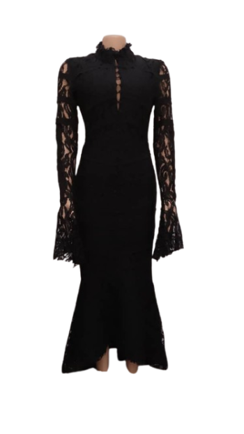 T & D Collection Black Longsleeve Gown Size L