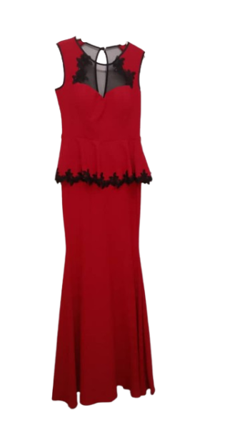 Fervente  Red And Black Sleeveless Long Gown Size 42